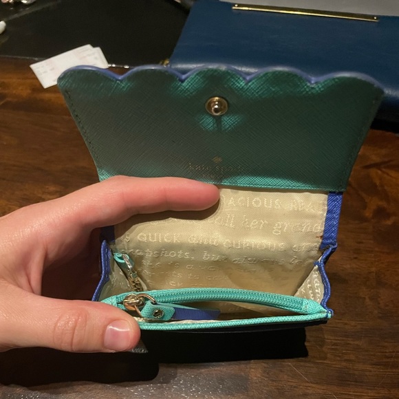 Kate spade royal blue / turquoise mini wallet - Picture 2 of 4